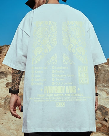 ペイズリーピースシンボル半袖Tシャツ U2263