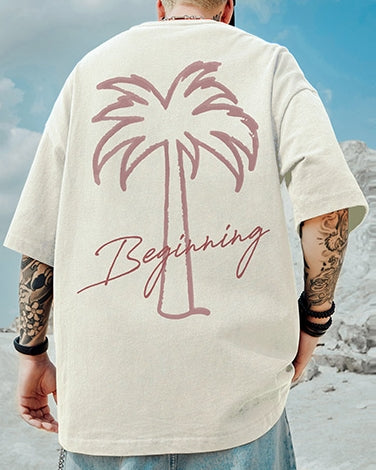 シンプルパームグラフィック半袖Tシャツ U2196