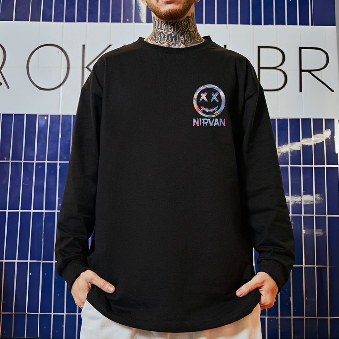 サークルストリートバックプリント長袖Tシャツ U2283