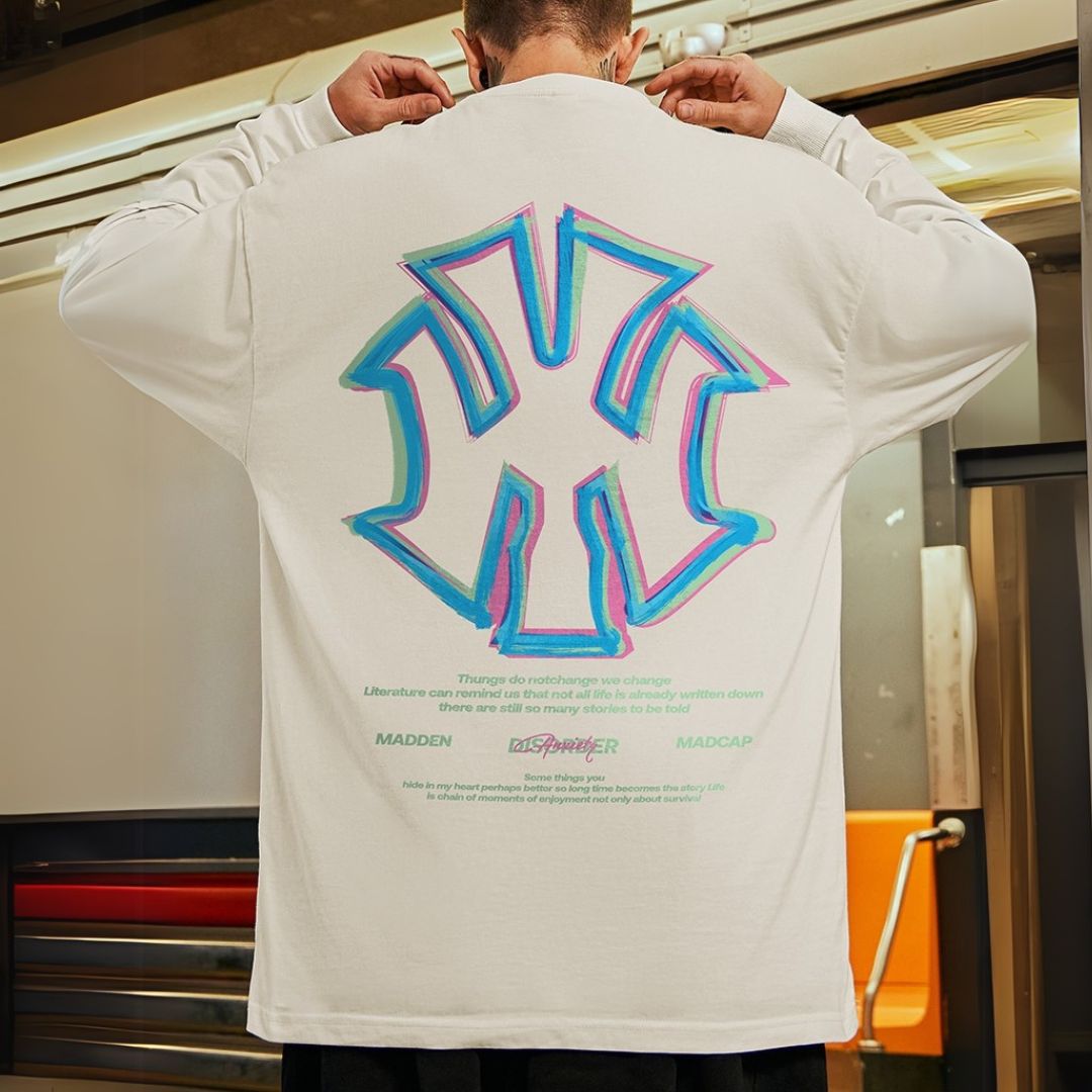 ストリートバックプリント長袖Tシャツ U2279