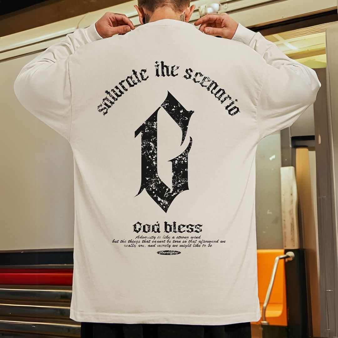 ストリートバックプリント長袖Tシャツ U2281