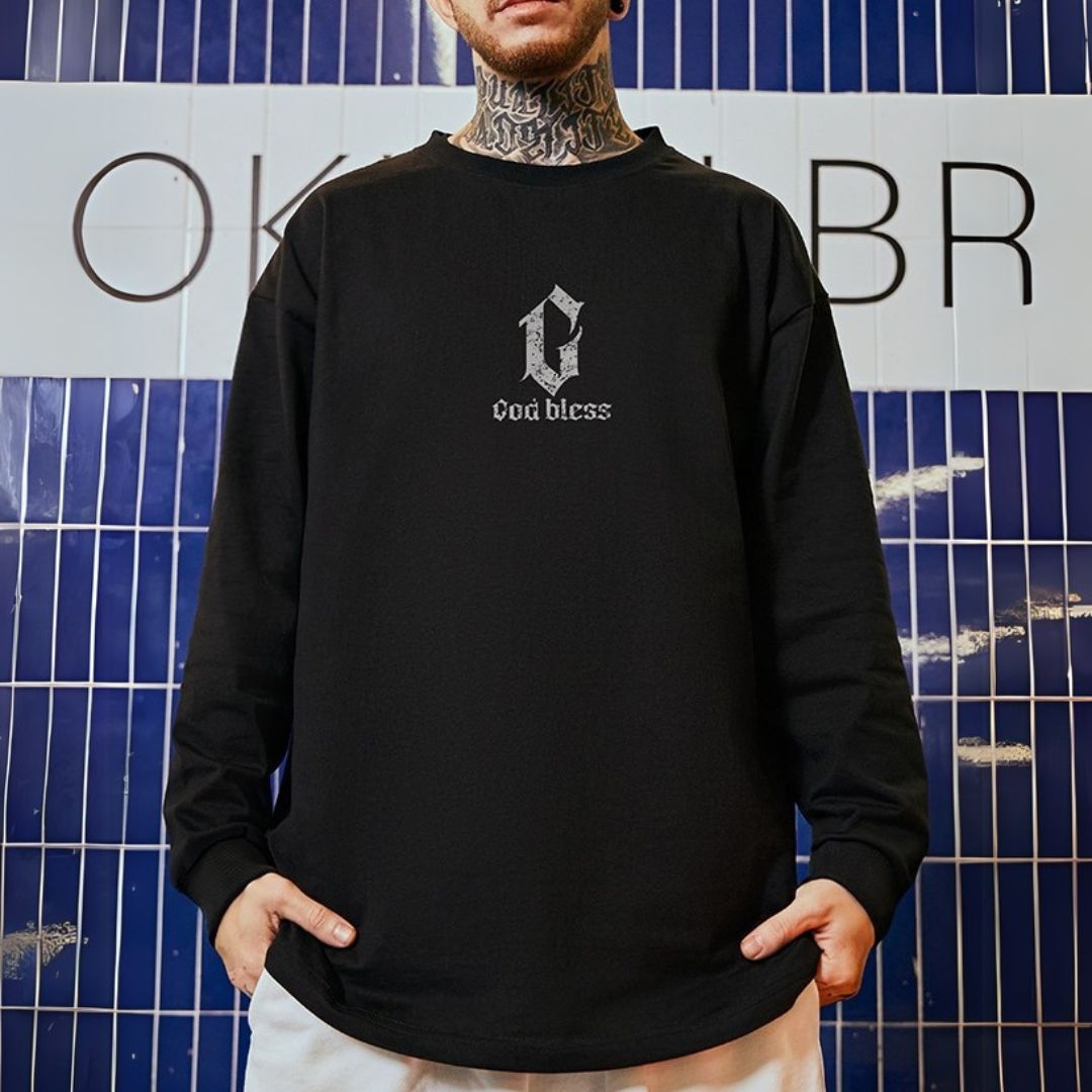 フロントポイントデザイン長袖Tシャツ U2284