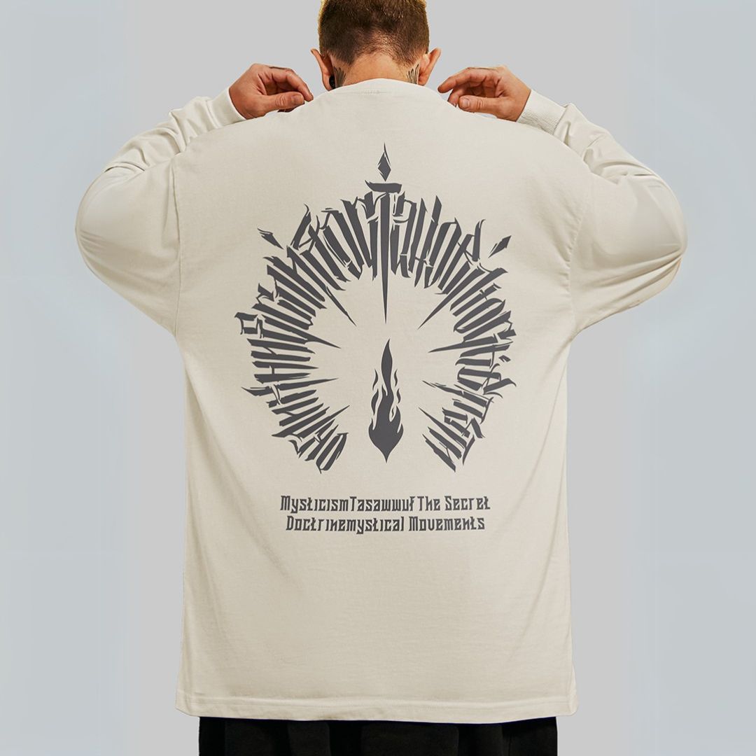 ラウンドネックバックプリント長袖Tシャツ U2269