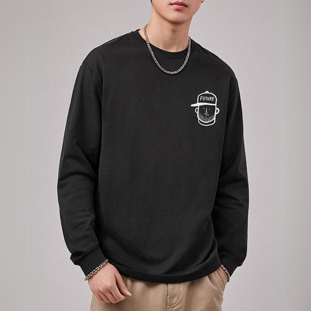 バックイラスト長袖Tシャツ U2275