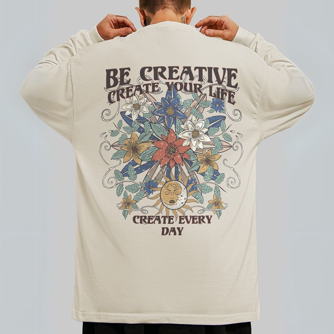 バックプリントクリエイティブ長袖Tシャツ U2267