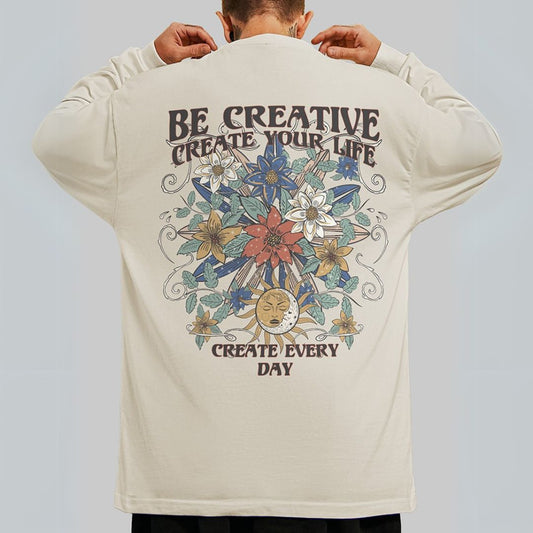 バックプリントクリエイティブ長袖Tシャツ U2267