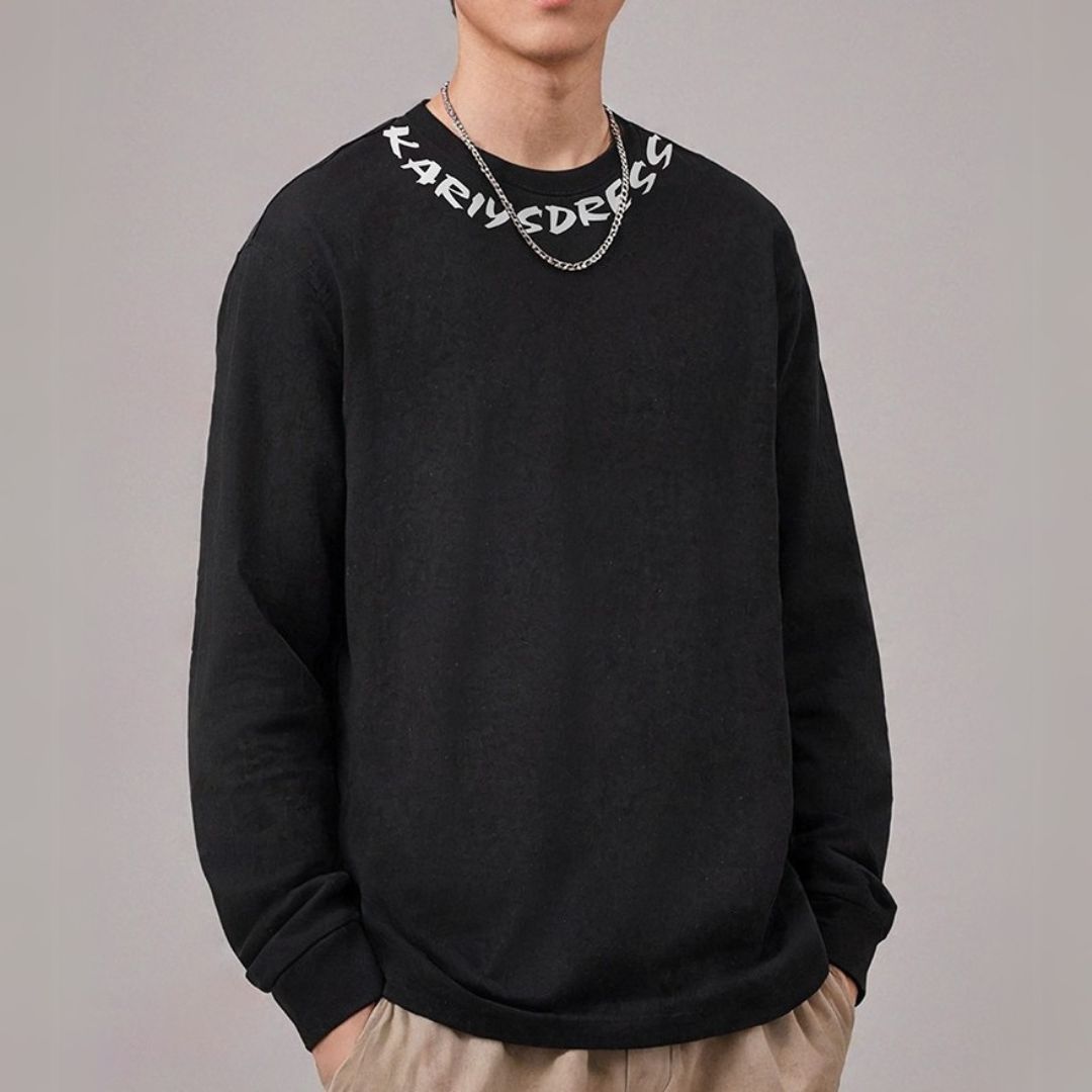 ネックラインデザイン長袖Tシャツ U2289