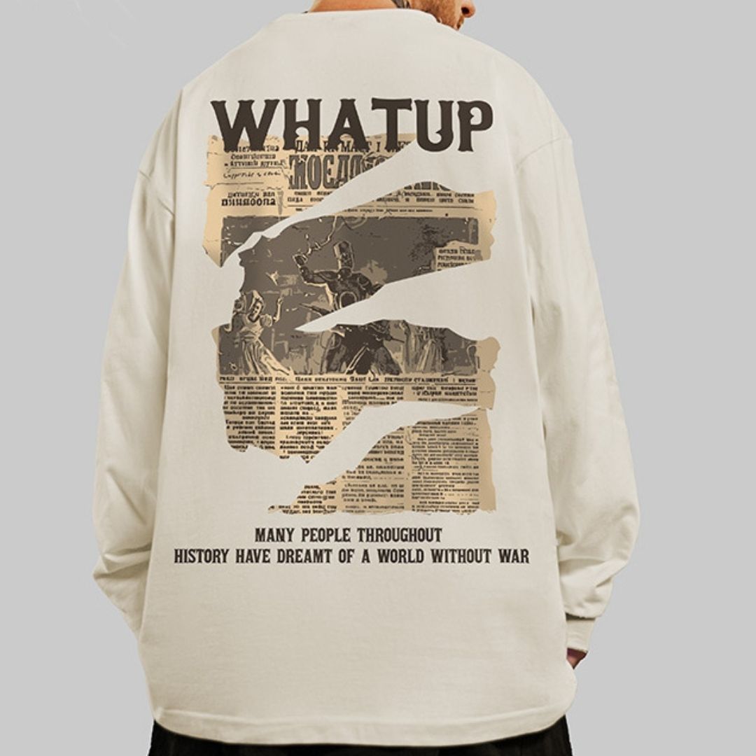 バックデザインプリント長袖Tシャツ U2285