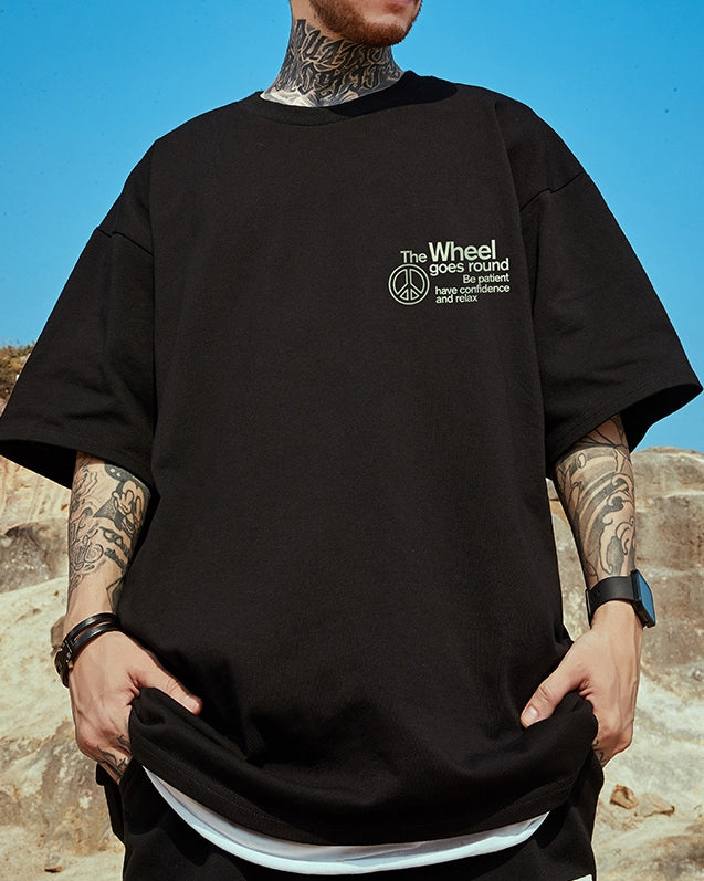 ペイズリーピースシンボル半袖Tシャツ U2263