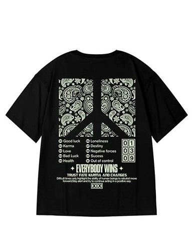 ペイズリーピースシンボル半袖Tシャツ U2263