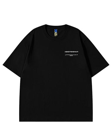 ブラックアウトロゴデザイン半袖Tシャツ U2142
