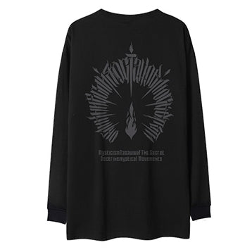 ラウンドネックバックプリント長袖Tシャツ U2269