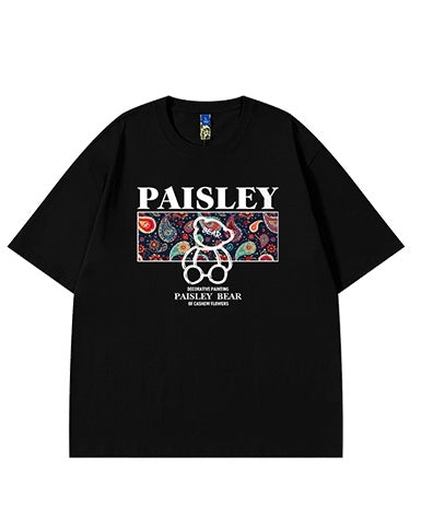 ペイズリーベアグラフィック半袖Tシャツ U2188