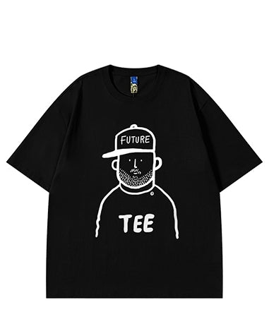 コミカルフェイスプリント半袖Tシャツ U2176