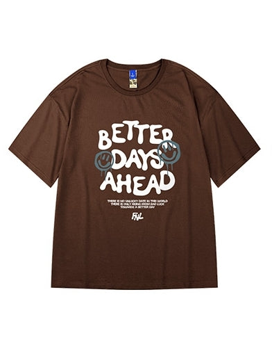 ドロップアートタイポグラフィ半袖Tシャツ U2236