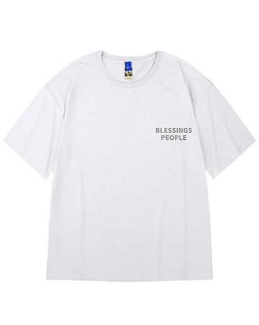 ナイトスカイモチーフバックプリント半袖Tシャツ U2305