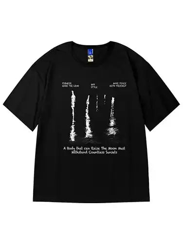 リフレクションアートプリント半袖Tシャツ U2287
