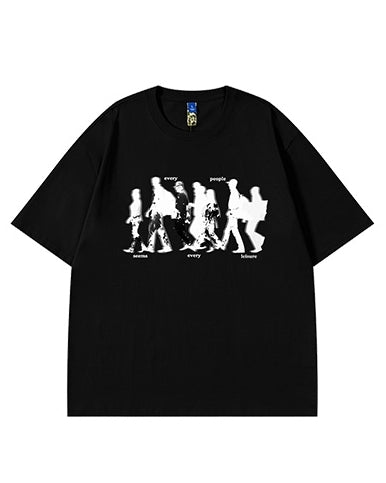 アートシルエットプリント半袖Tシャツ U2182