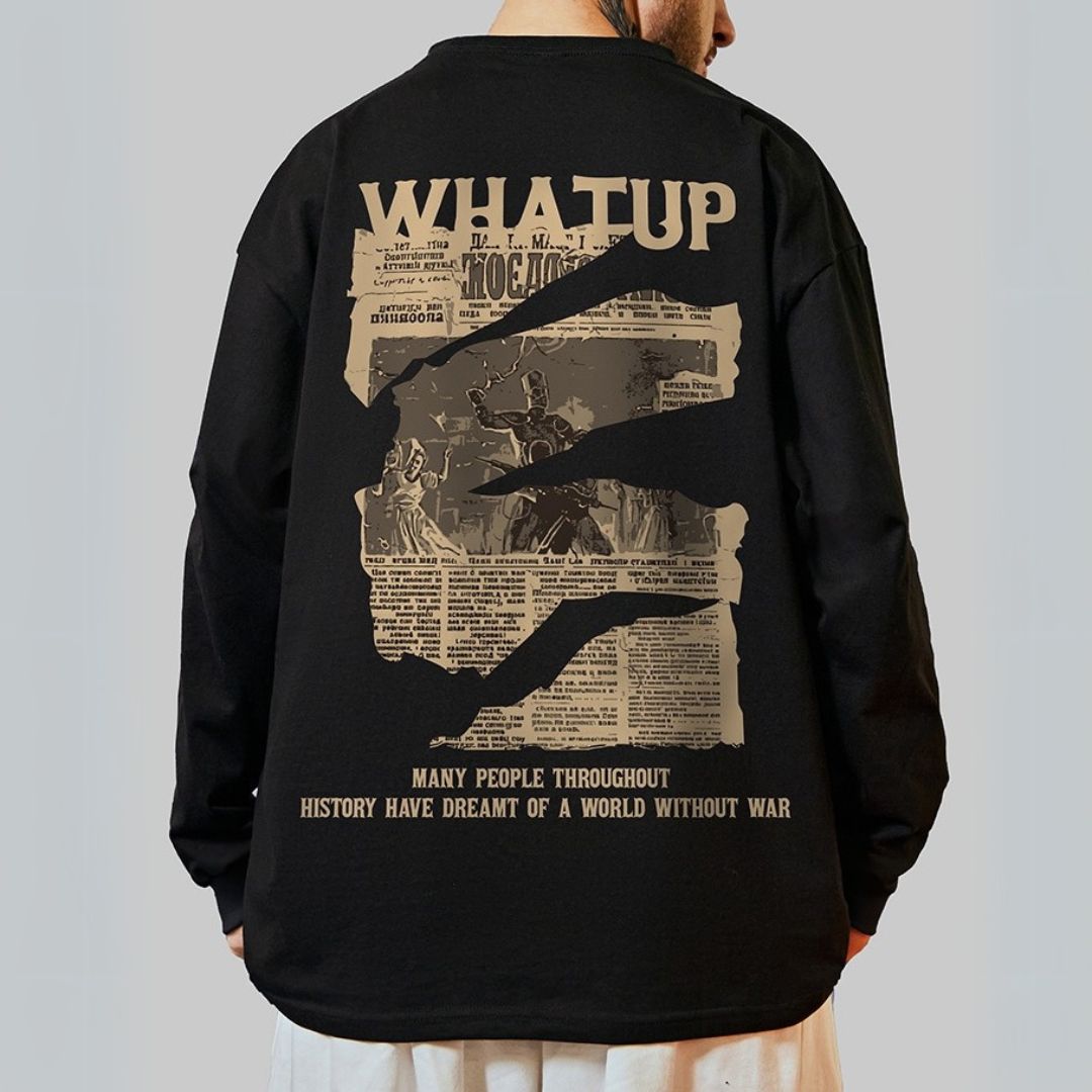 バックデザインプリント長袖Tシャツ U2285