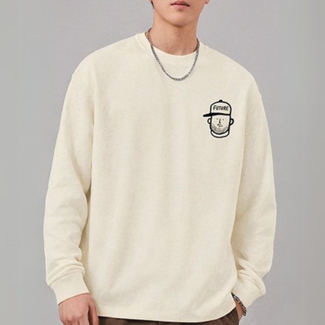 バックイラスト長袖Tシャツ U2275