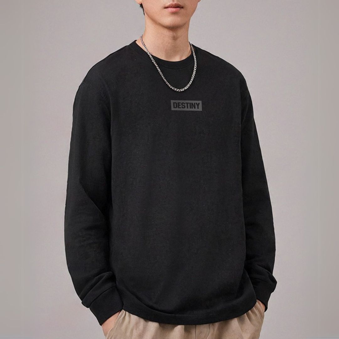 シンプルワンポイントデザイン長袖Tシャツ U2264