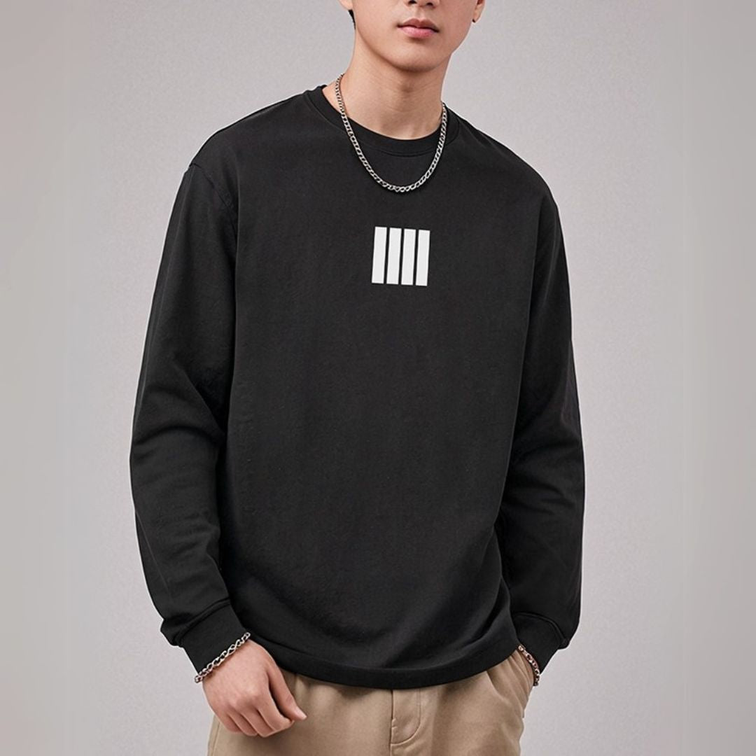 ストライプラウンドネック長袖Tシャツ U2292