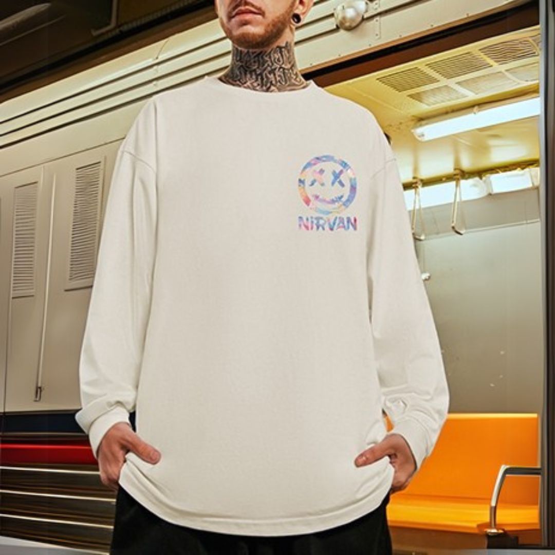 サークルストリートバックプリント長袖Tシャツ U2283