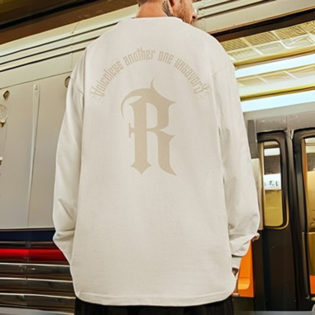 Rバックプリント長袖Tシャツ U2286