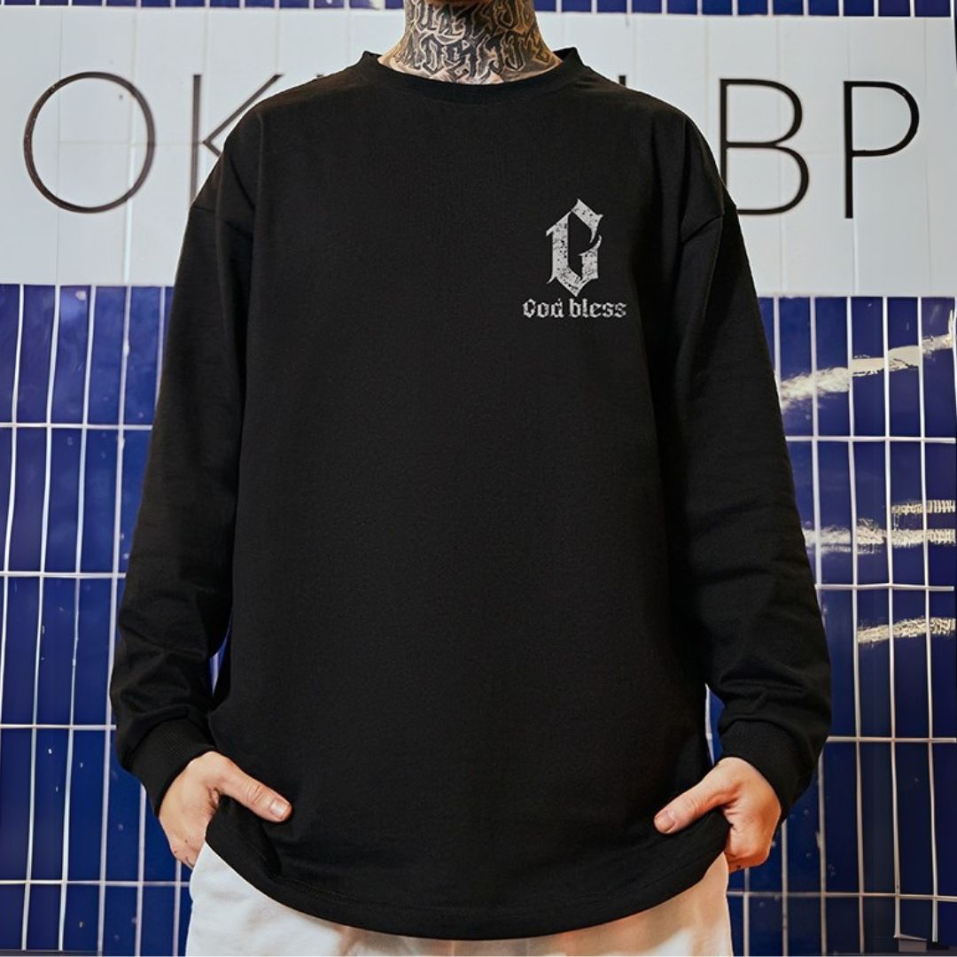 ストリートバックプリント長袖Tシャツ U2281