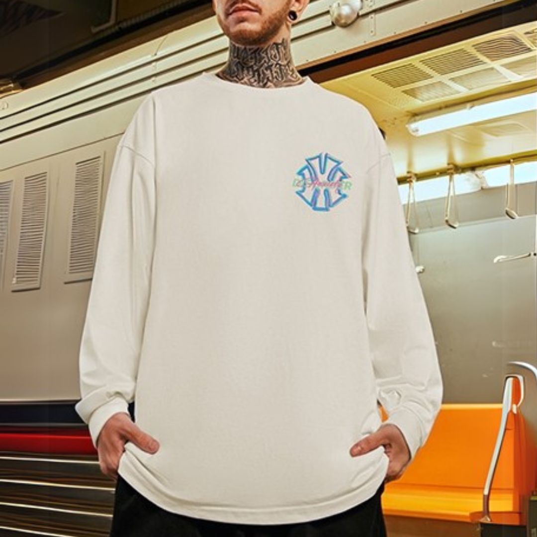 ストリートバックプリント長袖Tシャツ U2279