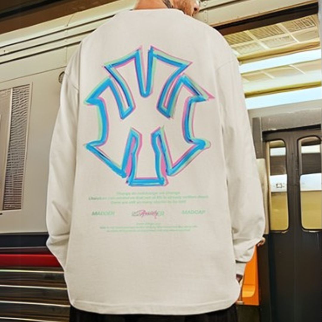 ストリートバックプリント長袖Tシャツ U2279