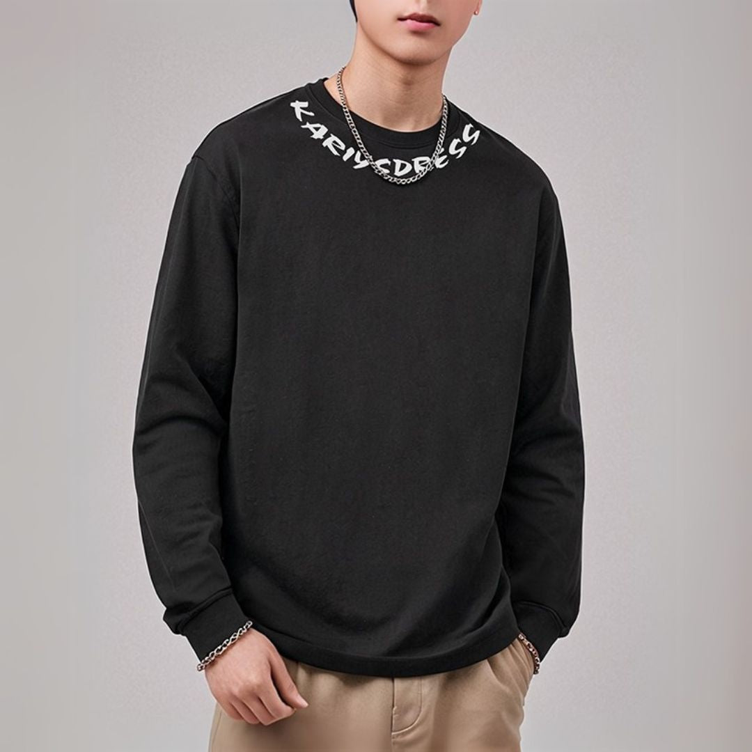 ネックラインデザイン長袖Tシャツ U2289