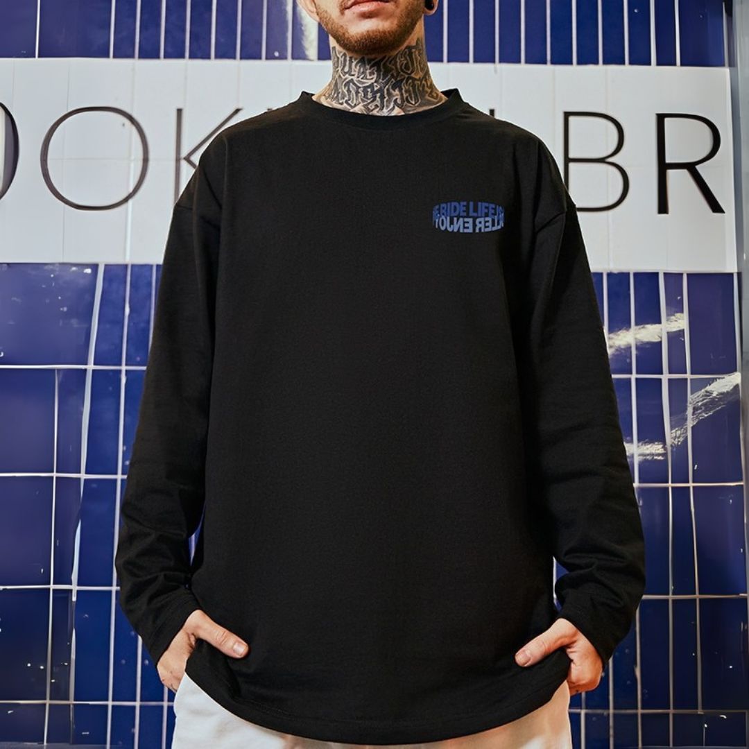 ラウンドネックプリント長袖Tシャツ U2282