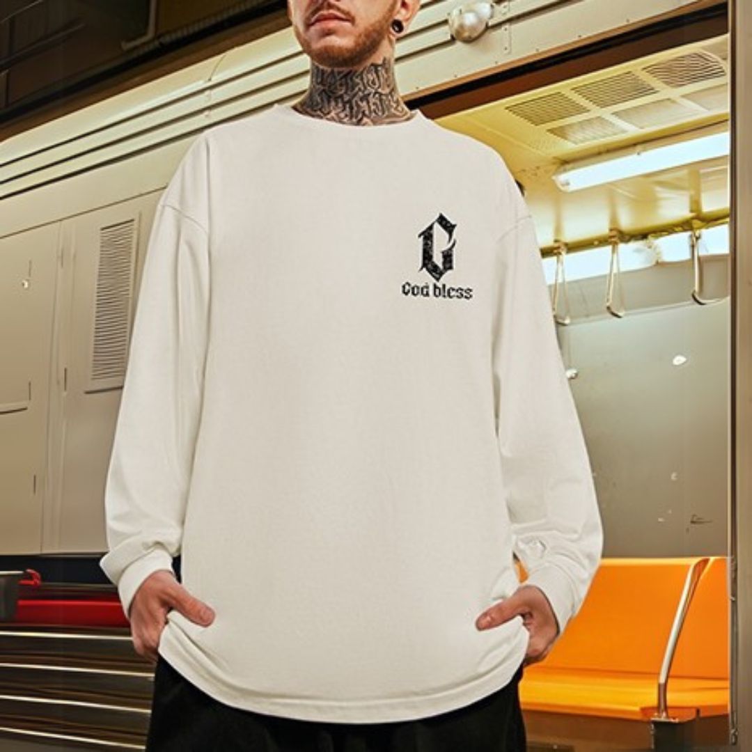 ストリートバックプリント長袖Tシャツ U2281