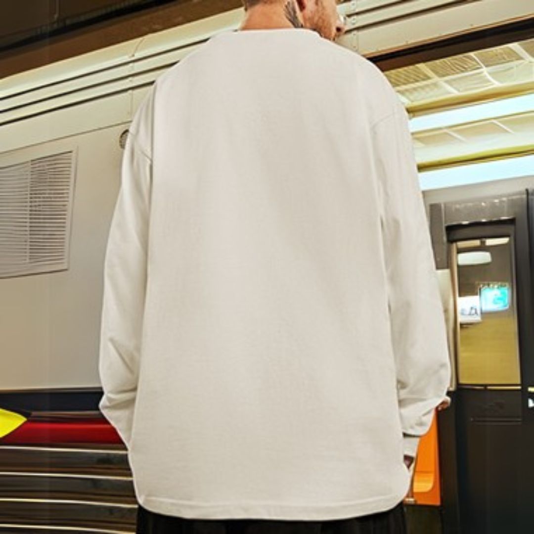 フロントポイントデザインルーズ長袖Tシャツ U2274