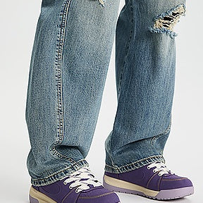 【OUTLET/即納】ワイドシルエットダメージデニムジーンズ U2361