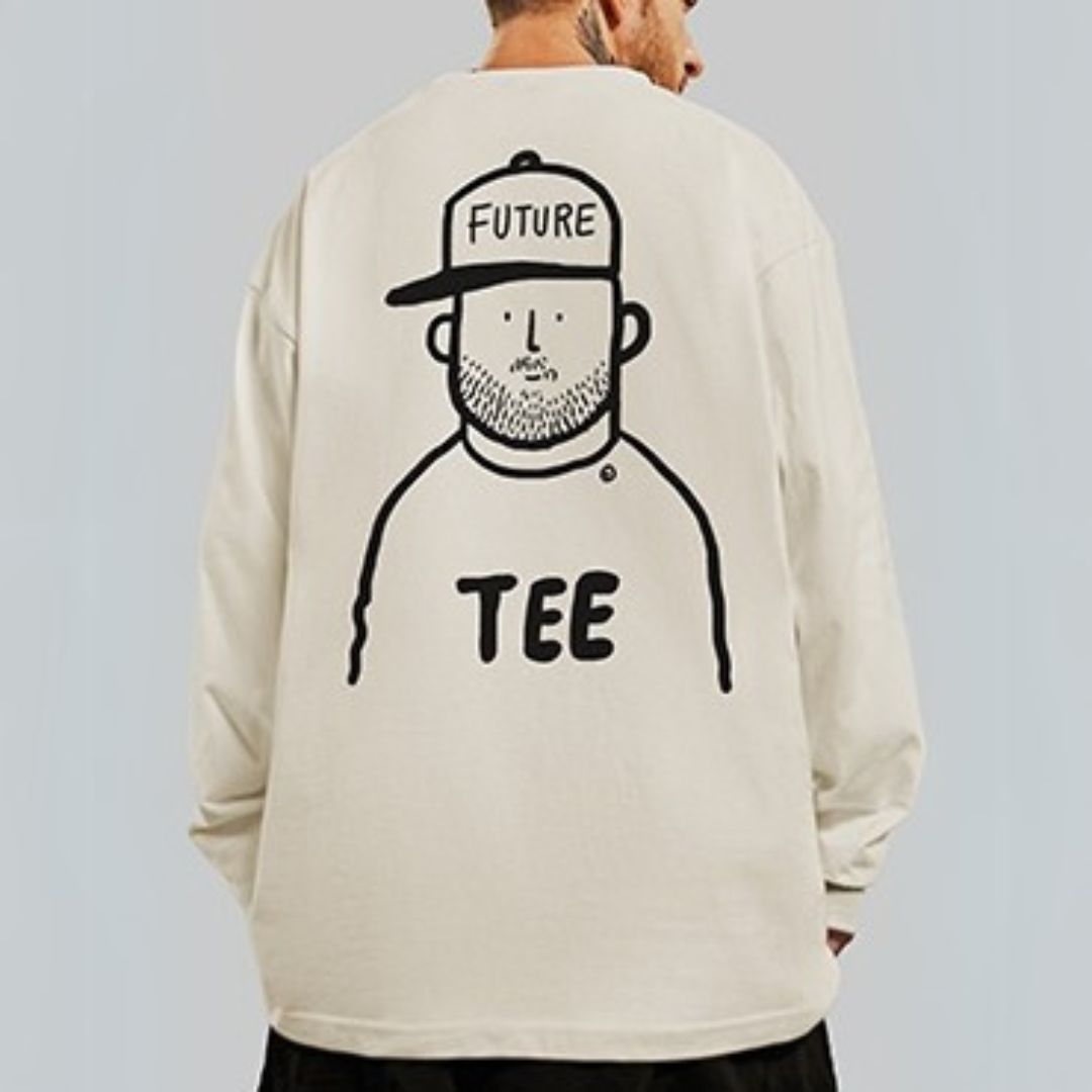 バックイラスト長袖Tシャツ U2275