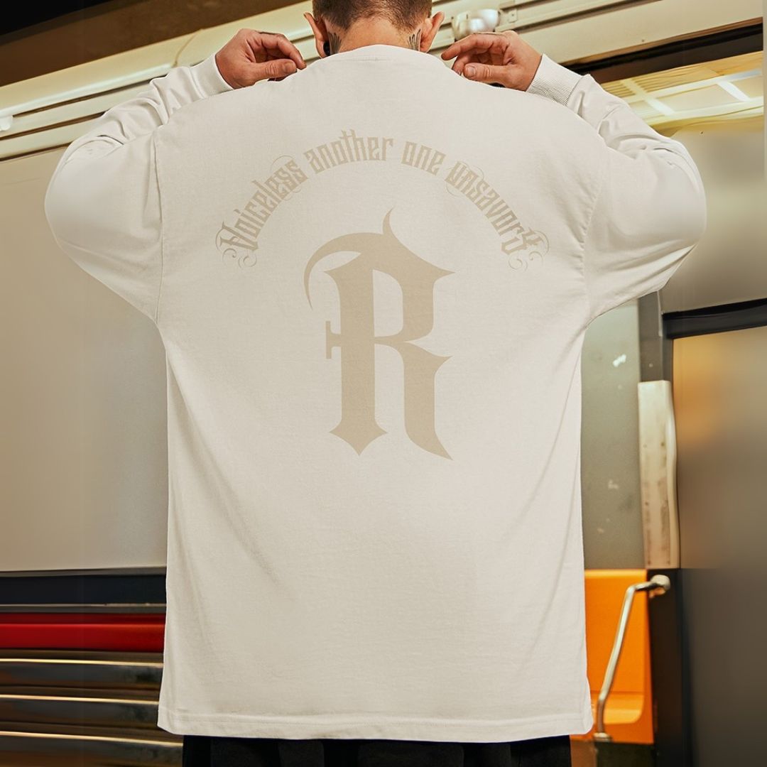 Rバックプリント長袖Tシャツ U2286