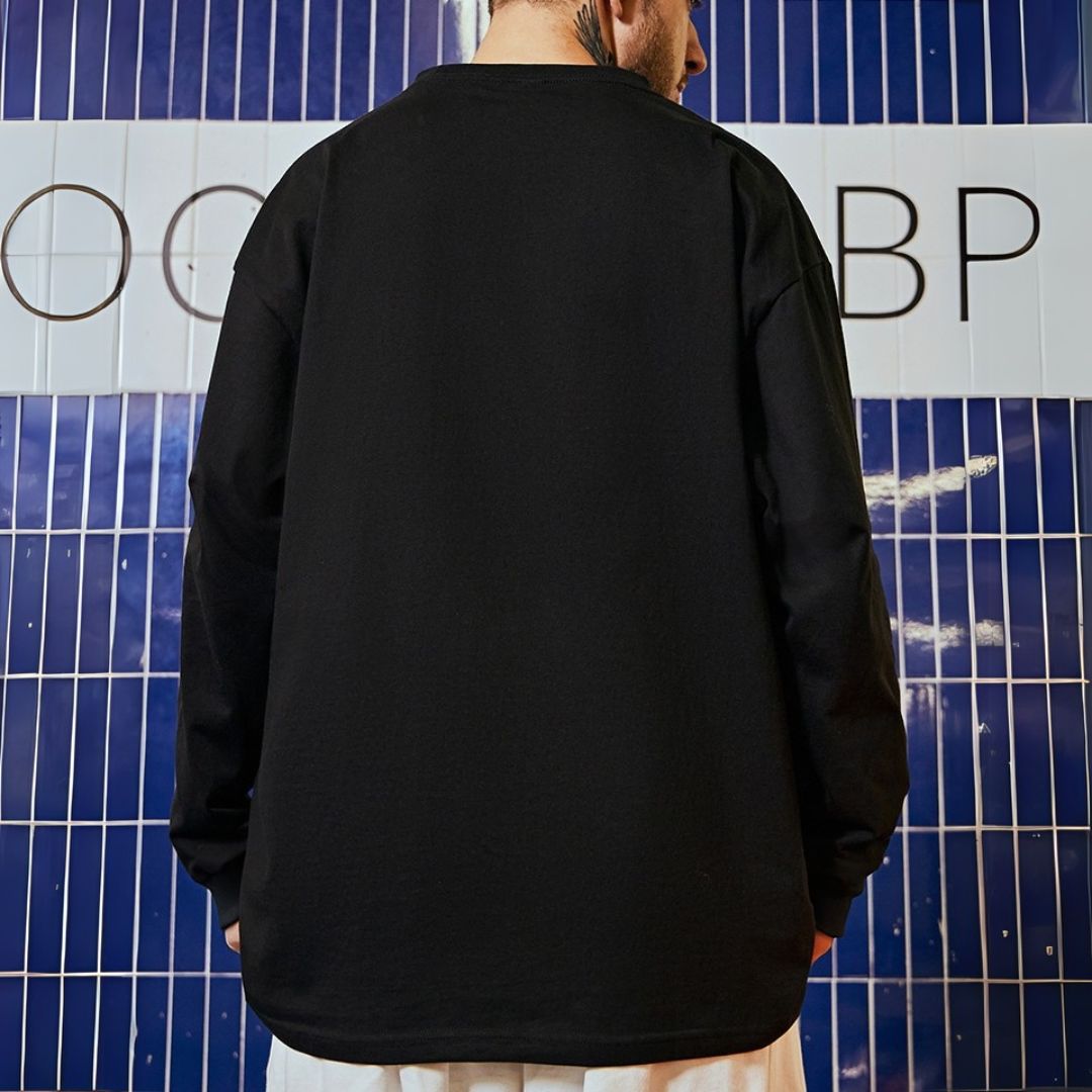 フロントポイントデザインルーズ長袖Tシャツ U2274
