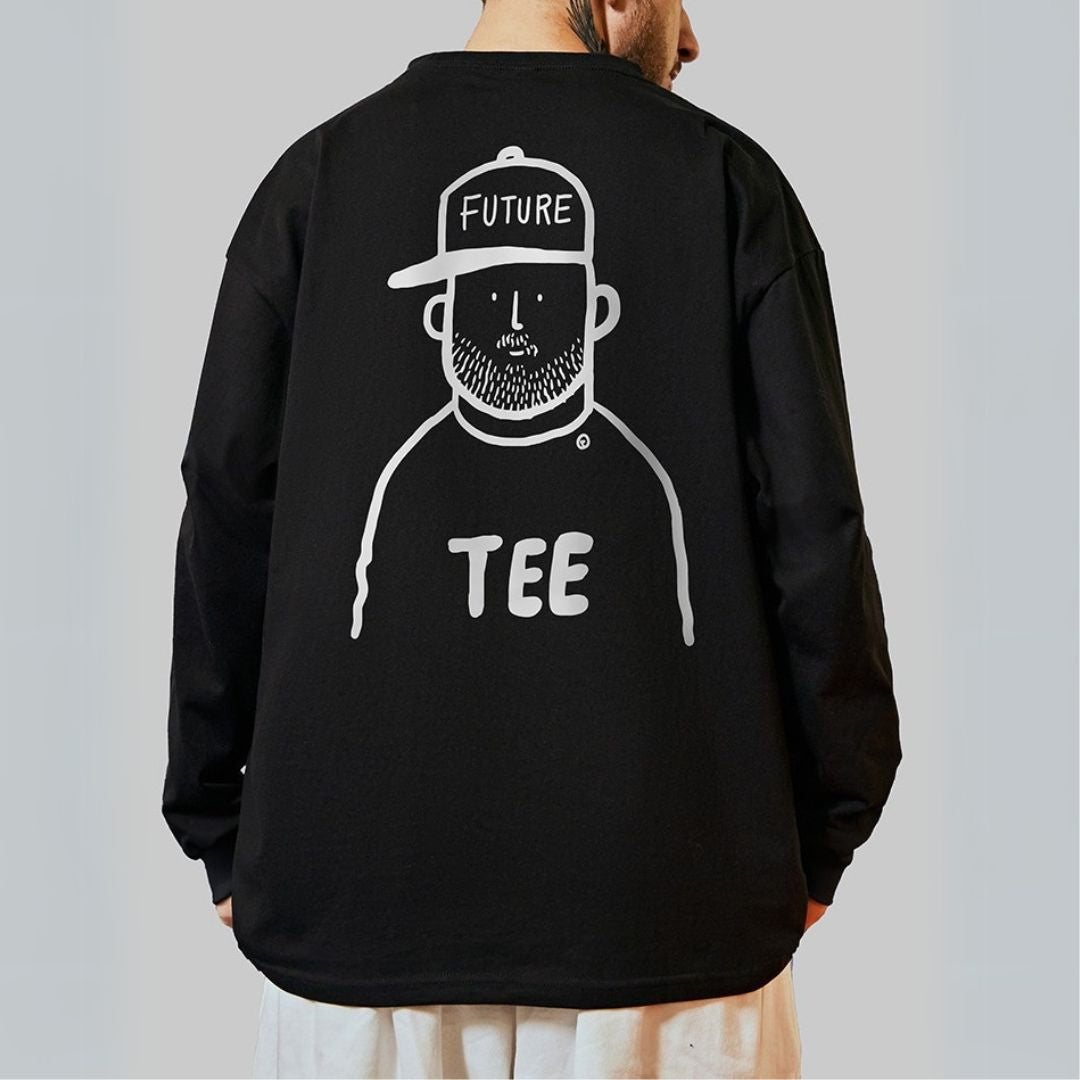 バックイラスト長袖Tシャツ U2275