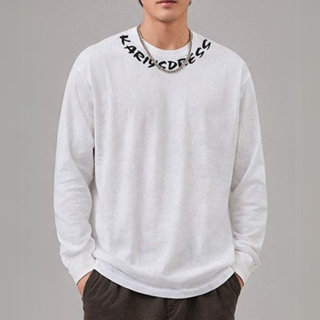 ネックラインデザイン長袖Tシャツ U2289