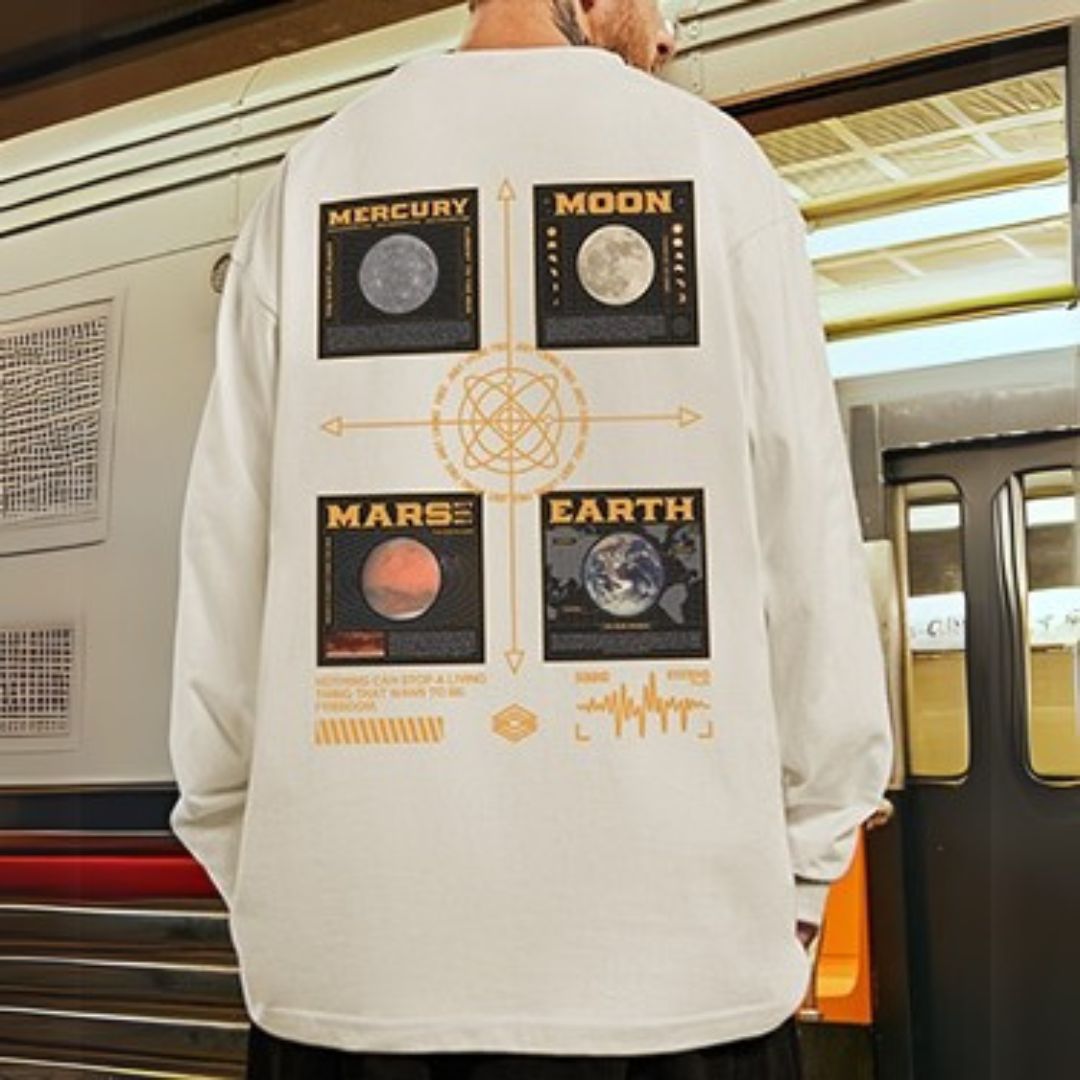 ムーンバックプリント長袖Tシャツ U2270
