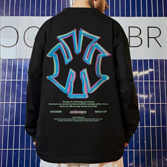 ストリートバックプリント長袖Tシャツ U2279