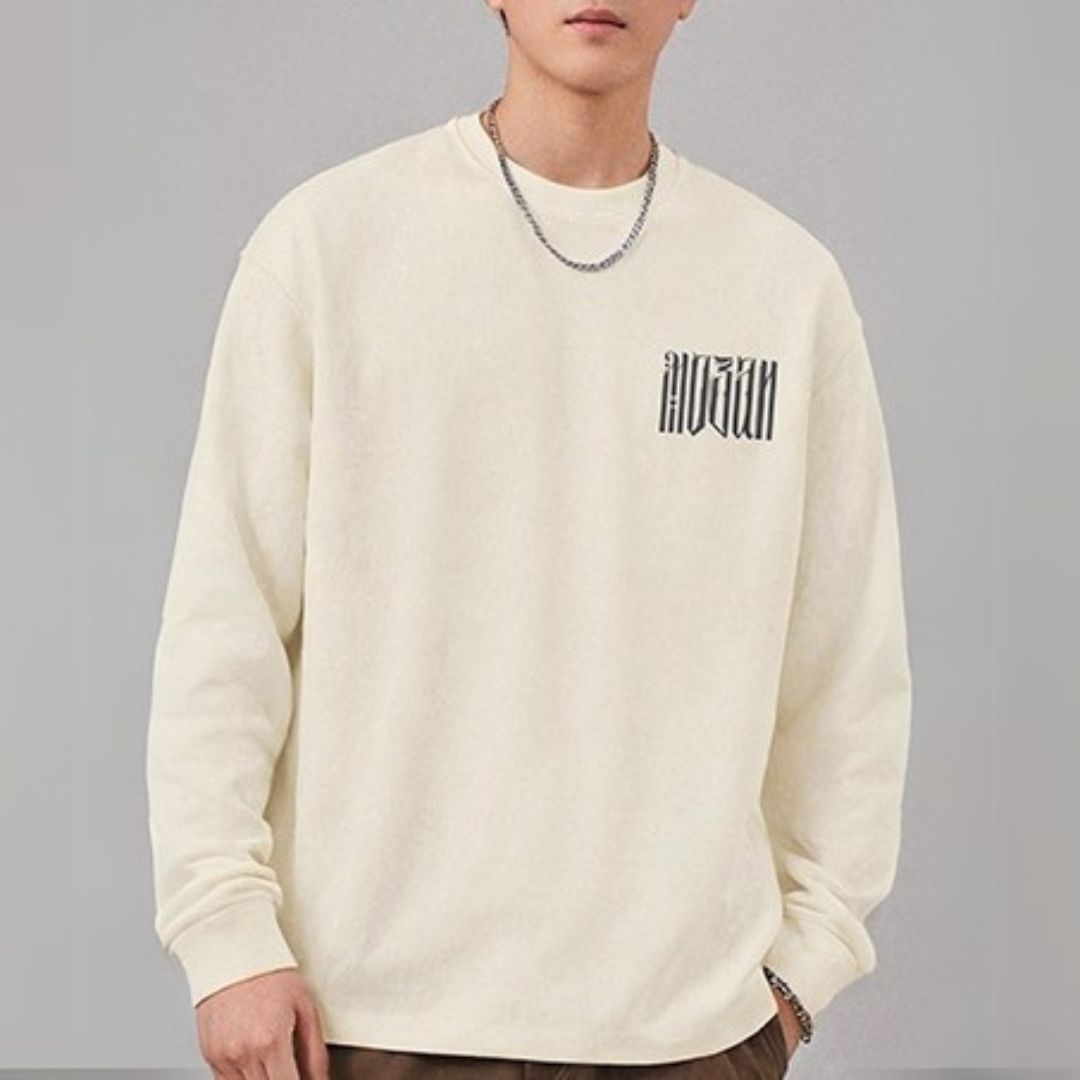 ラウンドネックバックプリント長袖Tシャツ U2269