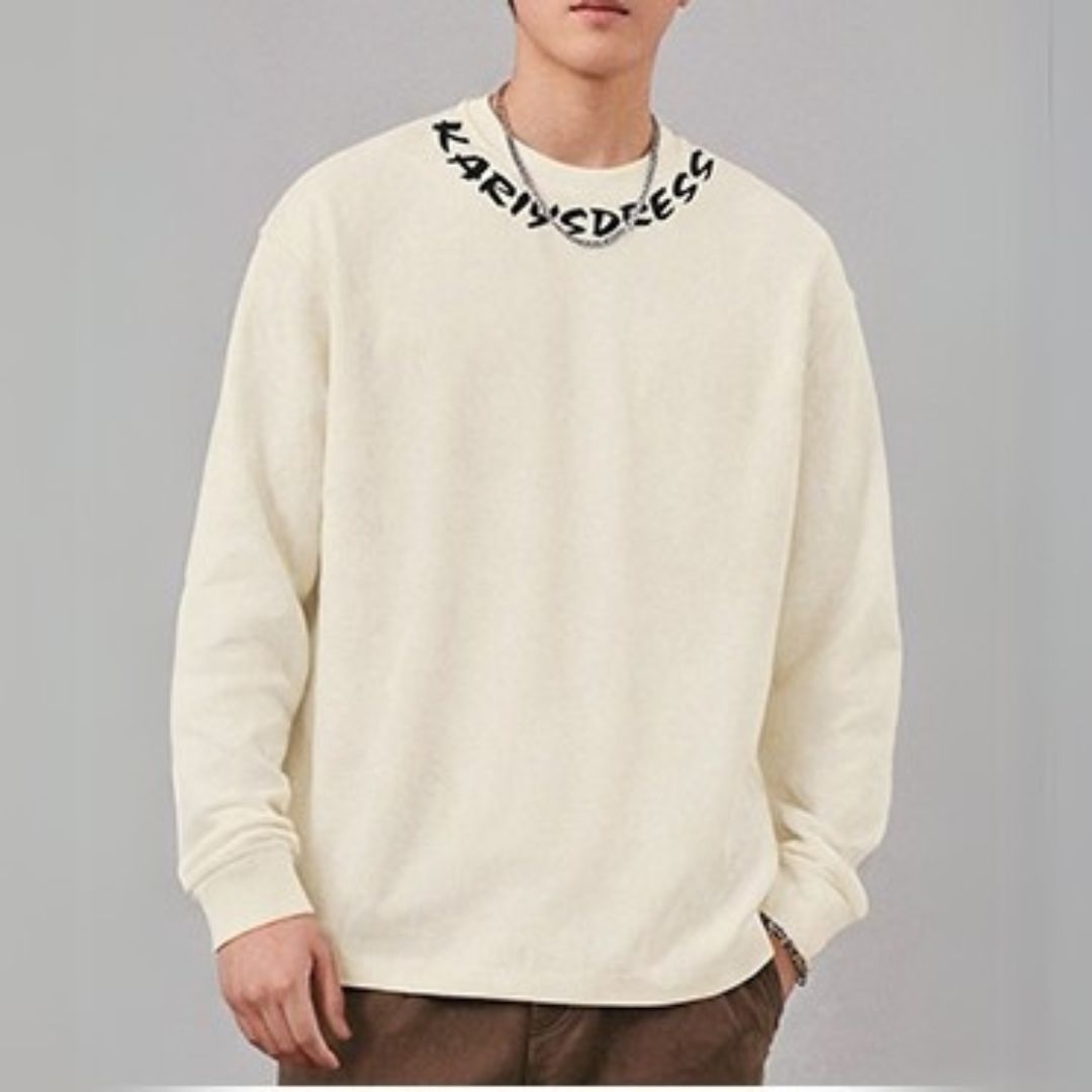 ネックラインデザイン長袖Tシャツ U2289