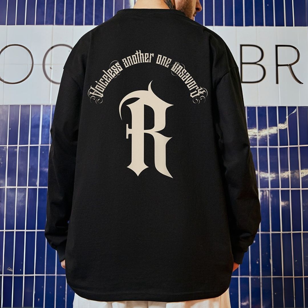 Rバックプリント長袖Tシャツ U2286