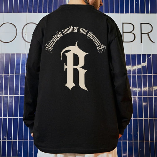 Rバックプリント長袖Tシャツ U2286