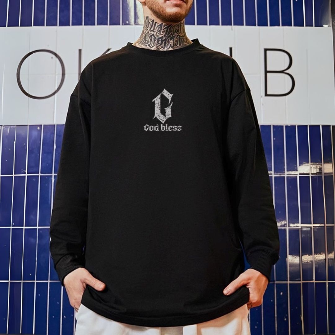 フロントポイントデザイン長袖Tシャツ U2284