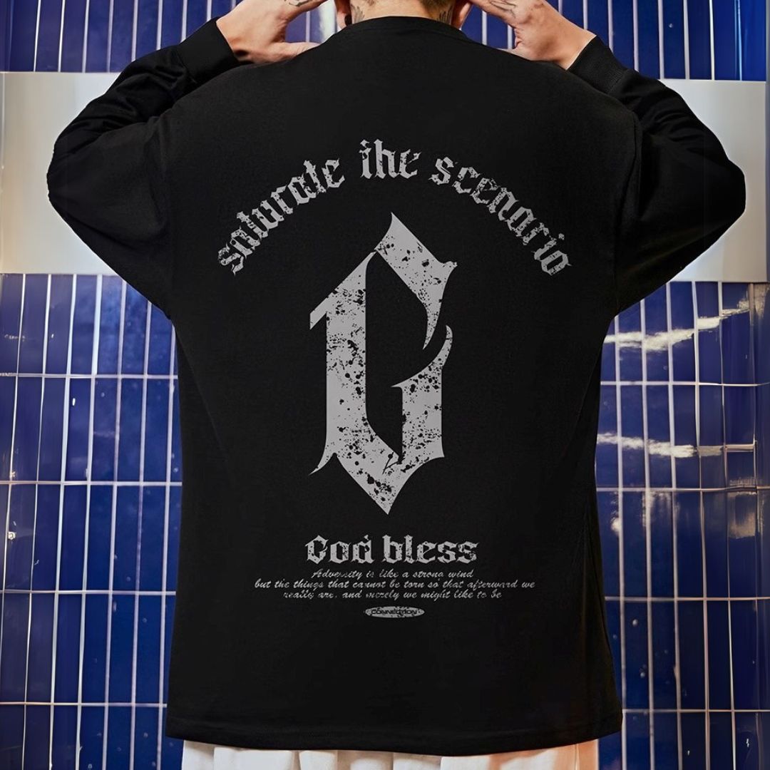 ストリートバックプリント長袖Tシャツ U2281