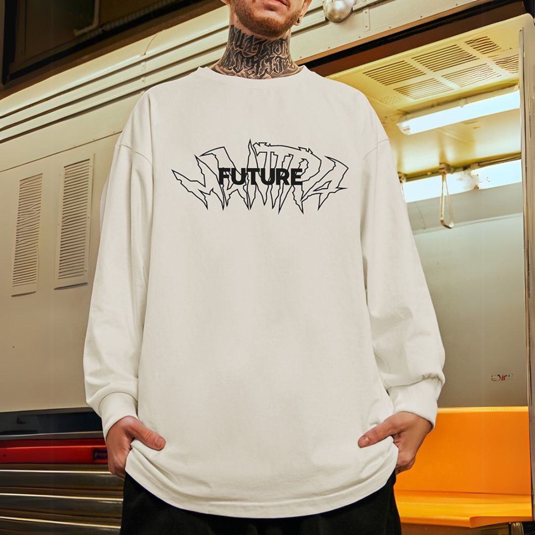 ラウンドネックストリート長袖Tシャツ U2276